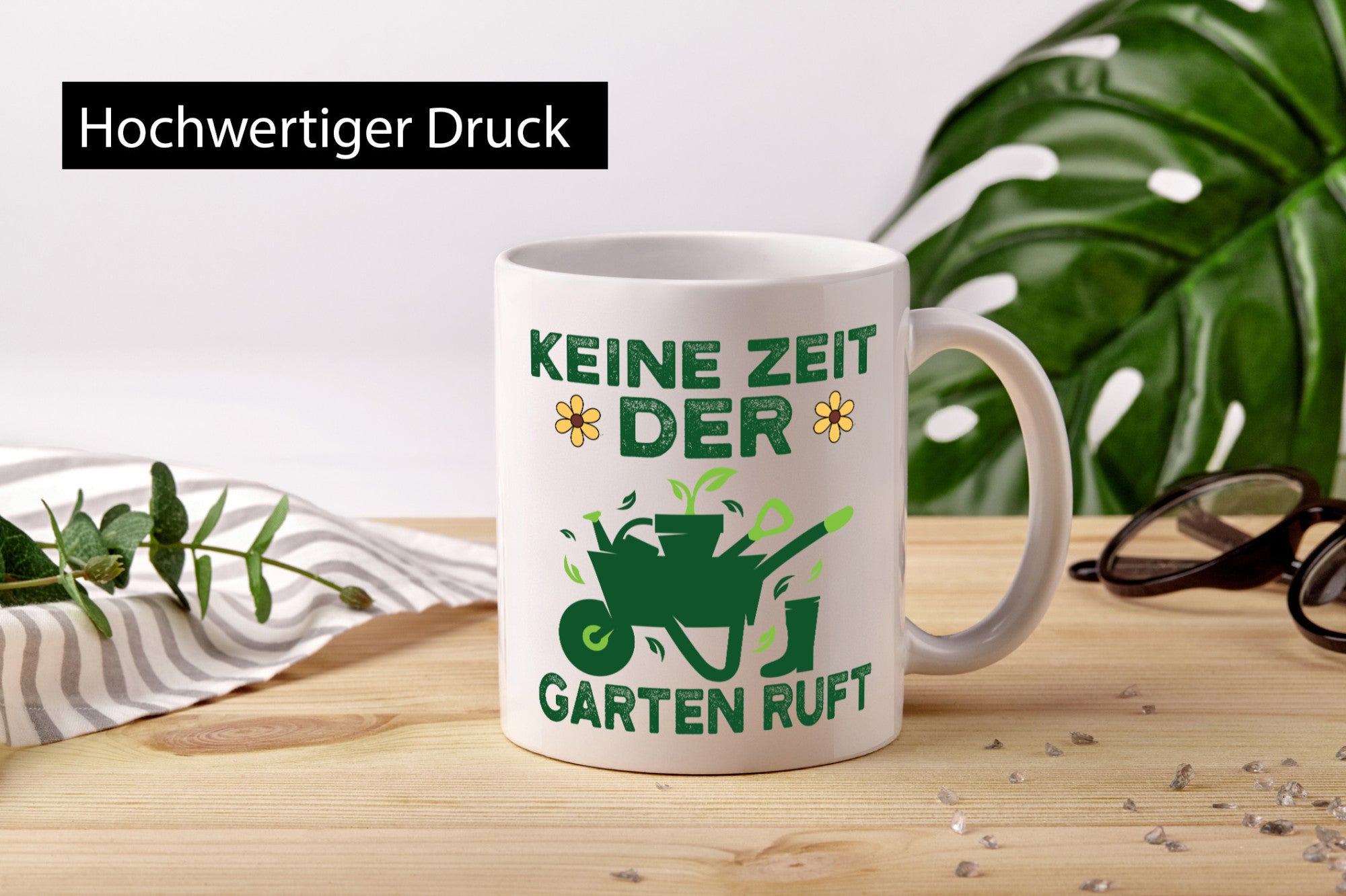 Keine Zeit, Garten ruft | Schubkarre Blumen Hobby Geschenkidee Humor Tasse