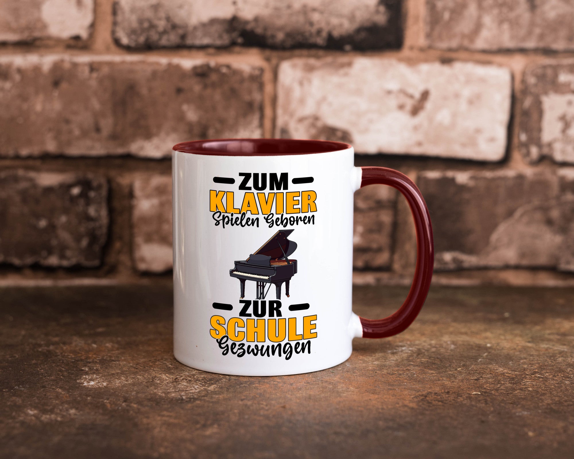 Zum Klavier spielen geboren zur Schule gezwungen v2 lustiger Spruch Geschenk