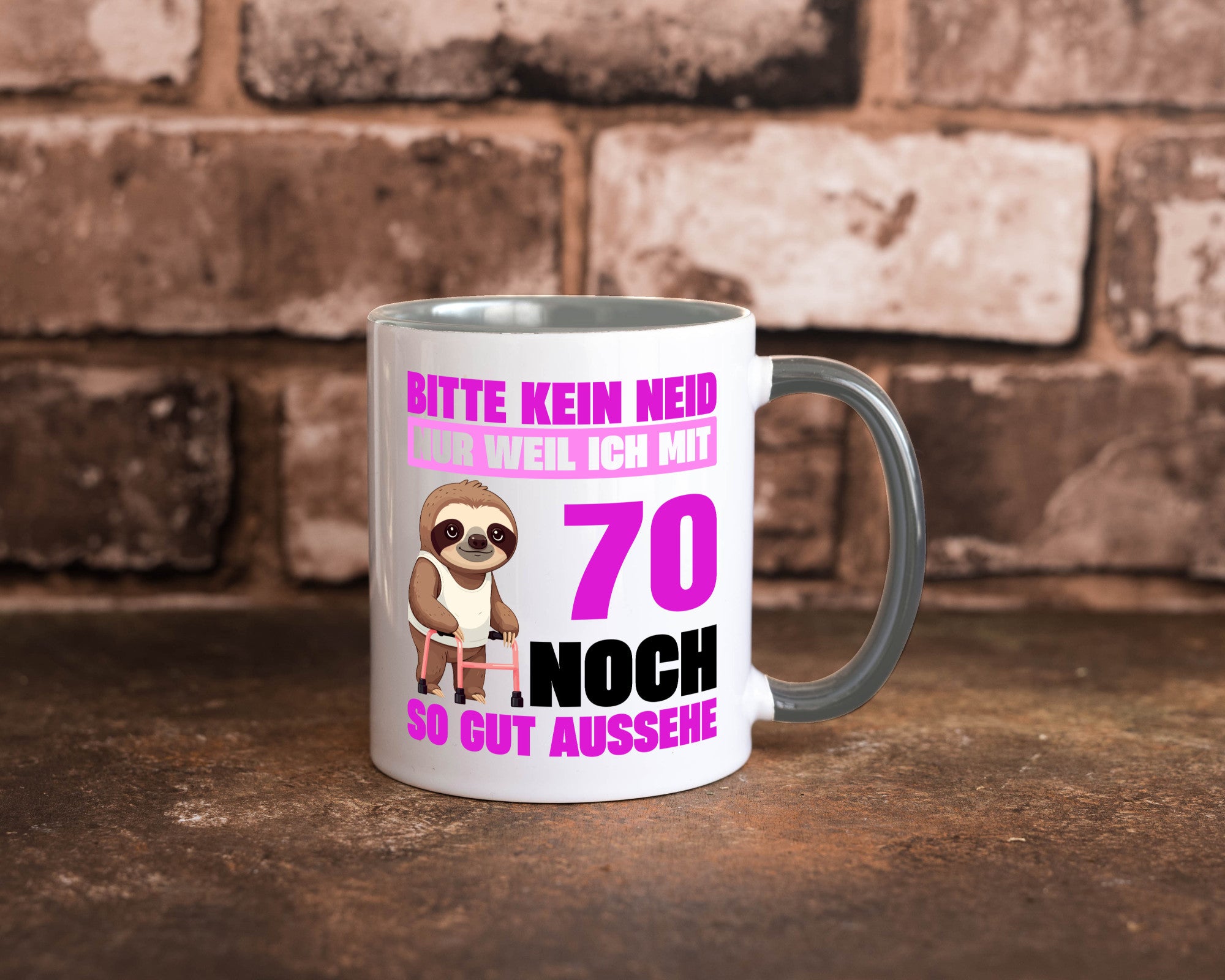 70. Geburtstag | Bitte kein neid Faultier 70 Jahre v2 Humor Geschenkidee Tasse