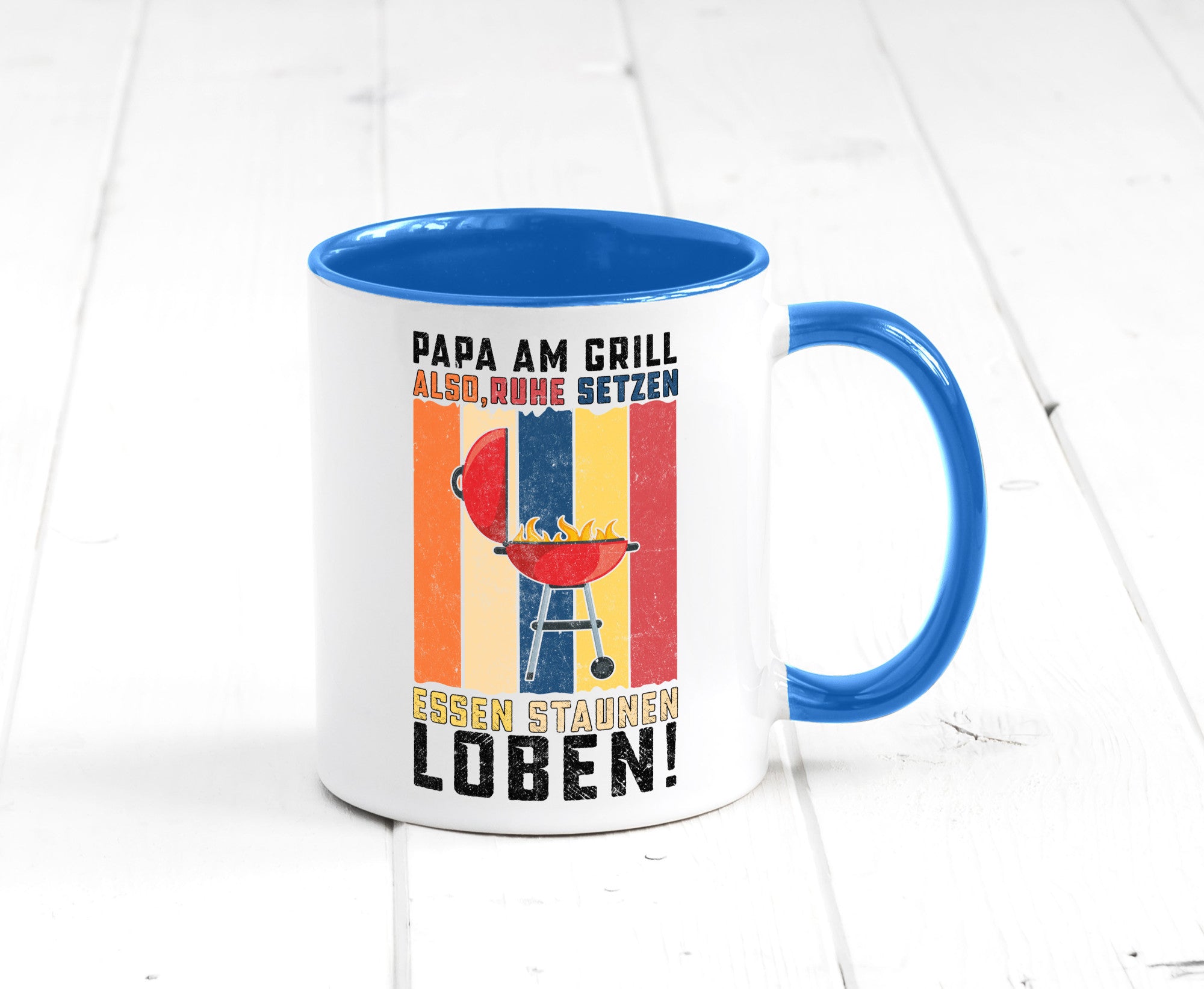 Papa am Grill | Grillmeister BBQ Grillabend v2 Geschenkidee Humor Tasse