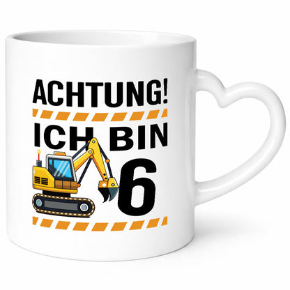 6 Geburtstag Ich bin | Bagger Junge Geschenk Geschenkidee lustiger Spruch Tasse