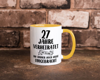 27 Jahre Verheiratet, immer noch am Leben! Geschenkidee Humor Tasse