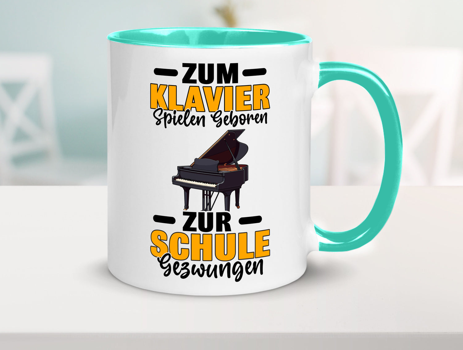 Zum Klavier spielen geboren zur Schule gezwungen v2 lustiger Spruch Geschenk