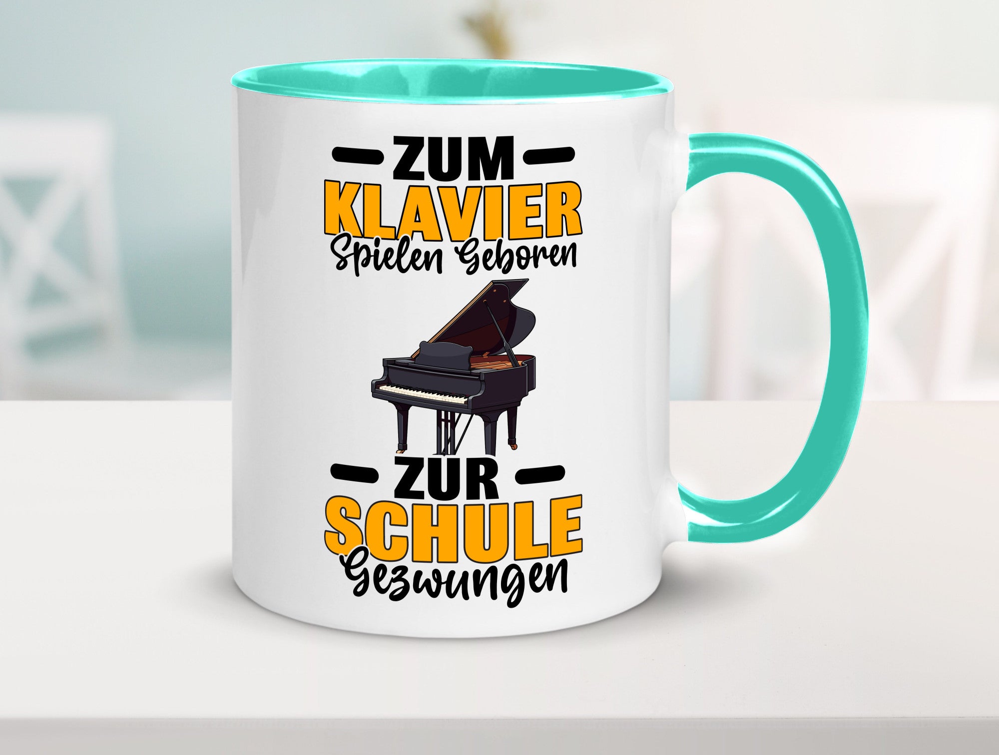 Zum Klavier spielen geboren zur Schule gezwungen v2 lustiger Spruch Geschenk