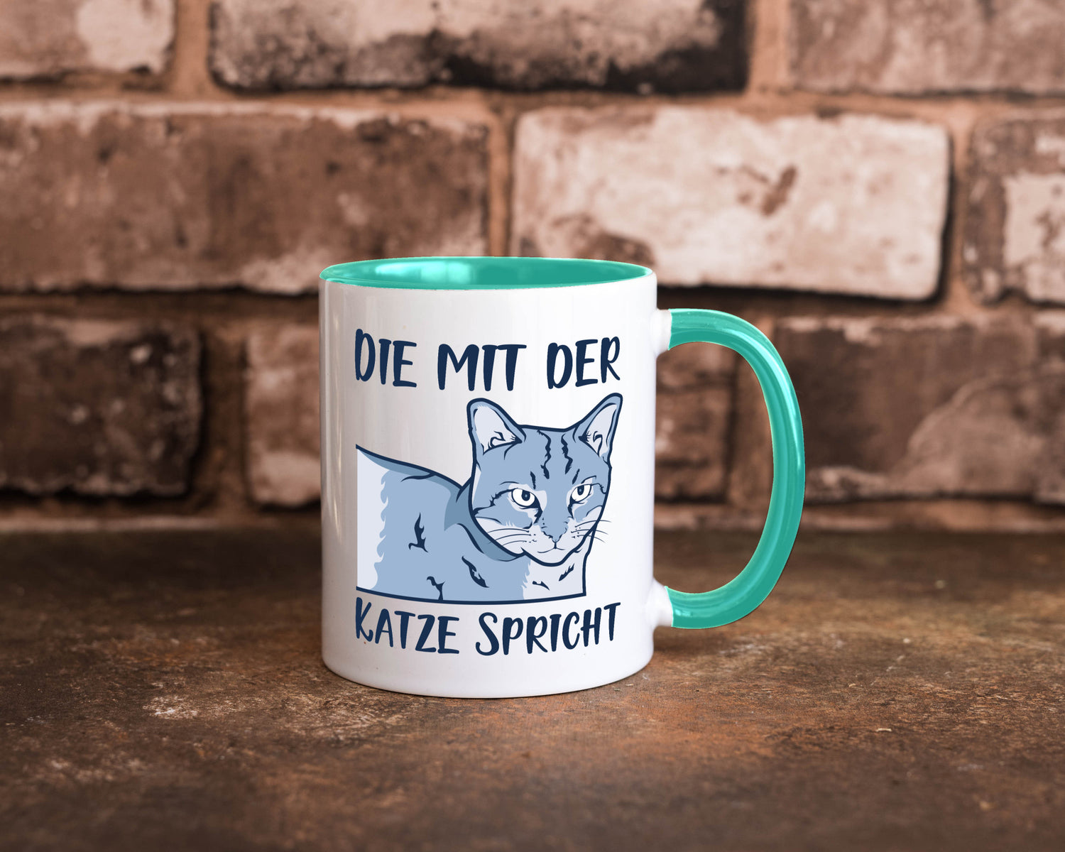 Die mit der Katze spricht | Humor Tierliebhaber Geschenkidee Tasse