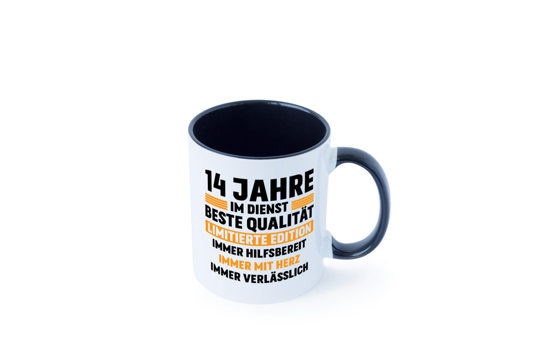 14 Jahre im Dienst | Jubiläum Arbeit v2 Geschenk Kollegen Büro lustiger Spruch Tasse
