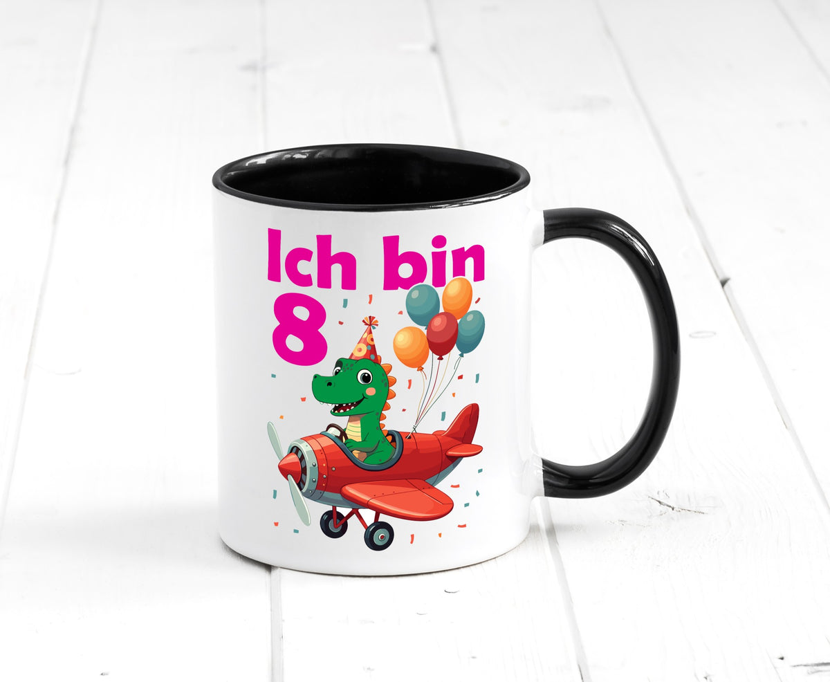 8. Geburtstag | 8 Jahre Drache Flugzeug Geschenk Geschenkidee lustiger Spruch Tasse