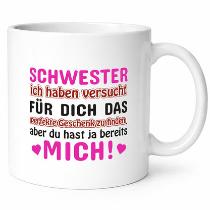 Schwester Tasse | lustiger Spruch Geschwisterliebe Geschenkidee Humor