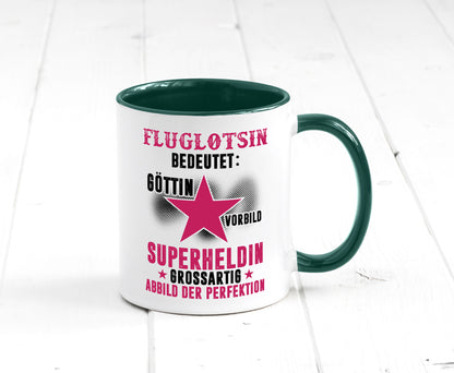 Bedeutung von Fluglotsin | Flughafen Flugverkehr Geschenkidee Humor Tasse
