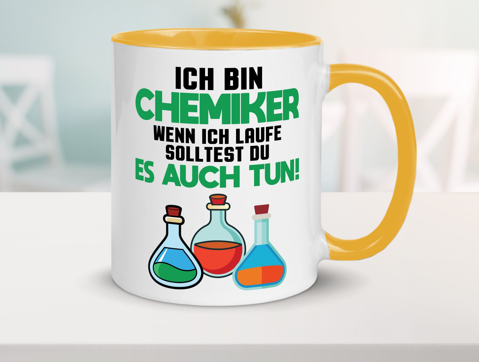 Ich bin chemiker wnen laufe solltest du es auch tun Humor Geschenkidee Tasse
