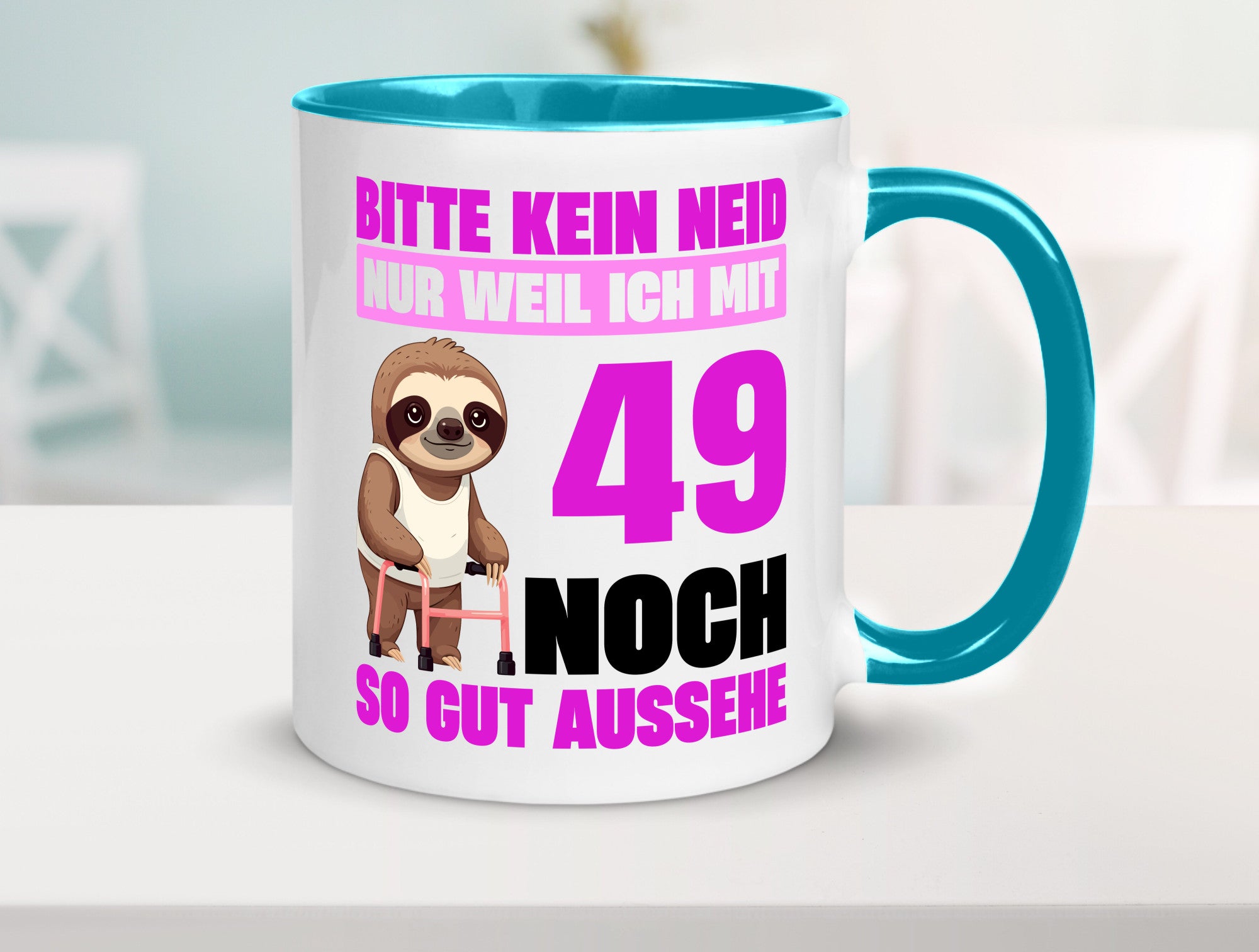 49. Geburtstag | Bitte kein neid Faultier 49 Jahre Humor Geschenkidee Tasse