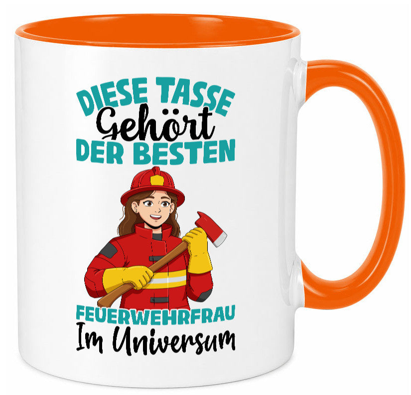 Im Universum: Feuerwehrfrau | Feuerwehr lustig Humor Geschenkidee Geschenk Tasse