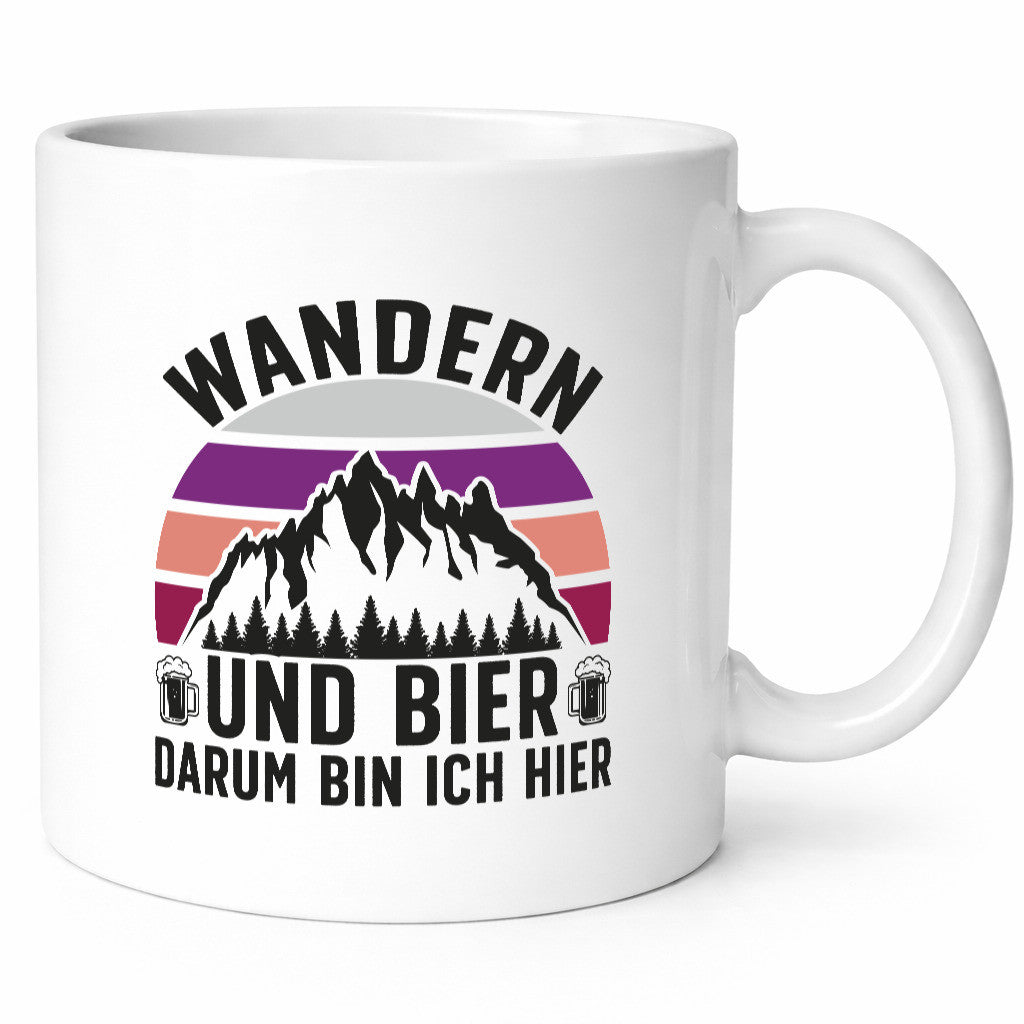 Wandern, Bier, darum bin ich hier | Bierkrug Berge lustiger Spruch Geschenk