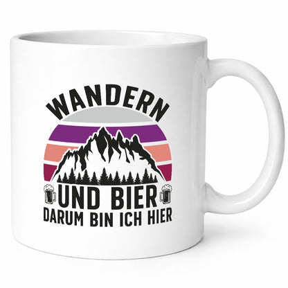 Wandern, Bier, darum bin ich hier | Bierkrug Berge lustiger Spruch Geschenk
