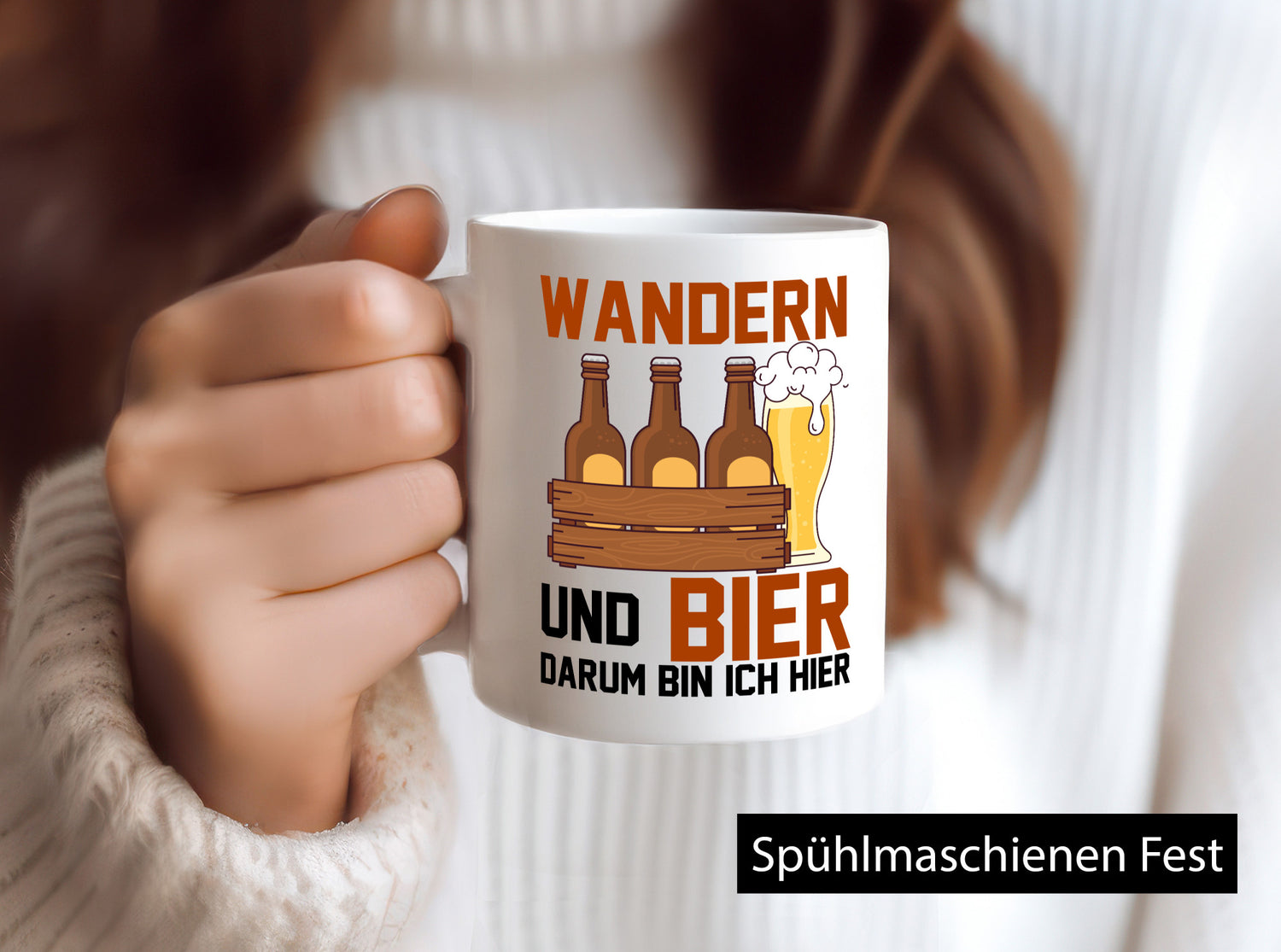 Wandern und Bier darum bin ich hier | Bierkasten lustiger Spruch Geschenk Humor