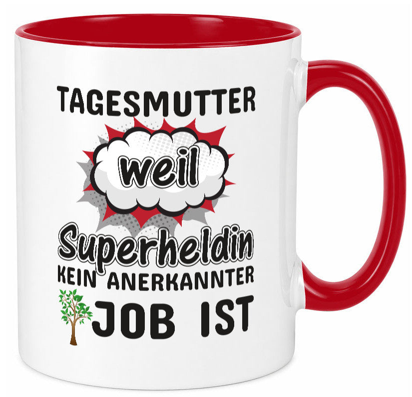 Tagesmutter Superheldin | Beruf Tasse Kinderzeichnung Geschenkidee Familie Humor