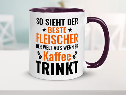 Kaffee trinkt: Fleischer | Schlachterei Humor Geschenkidee Tasse