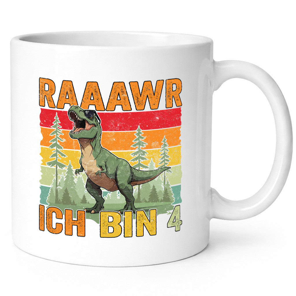 4. Geburtstag | 4 Jahre rarrrr ich bin Dinosaurier Humor Geschenkidee Tasse