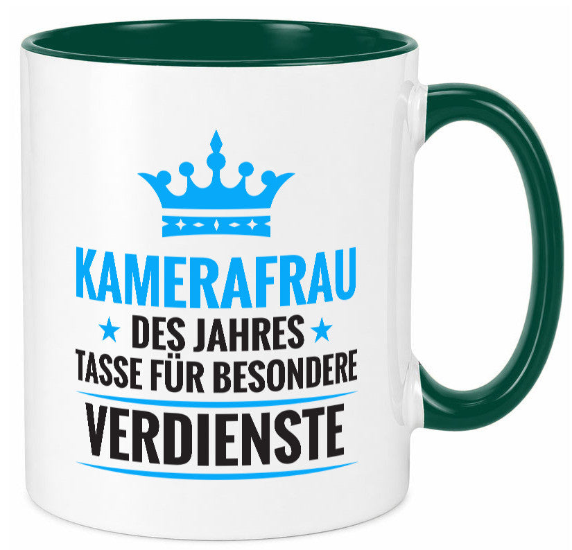 Besonderer Verdienst: Kamerafrau | Kamera Humor Geschenkidee Tasse