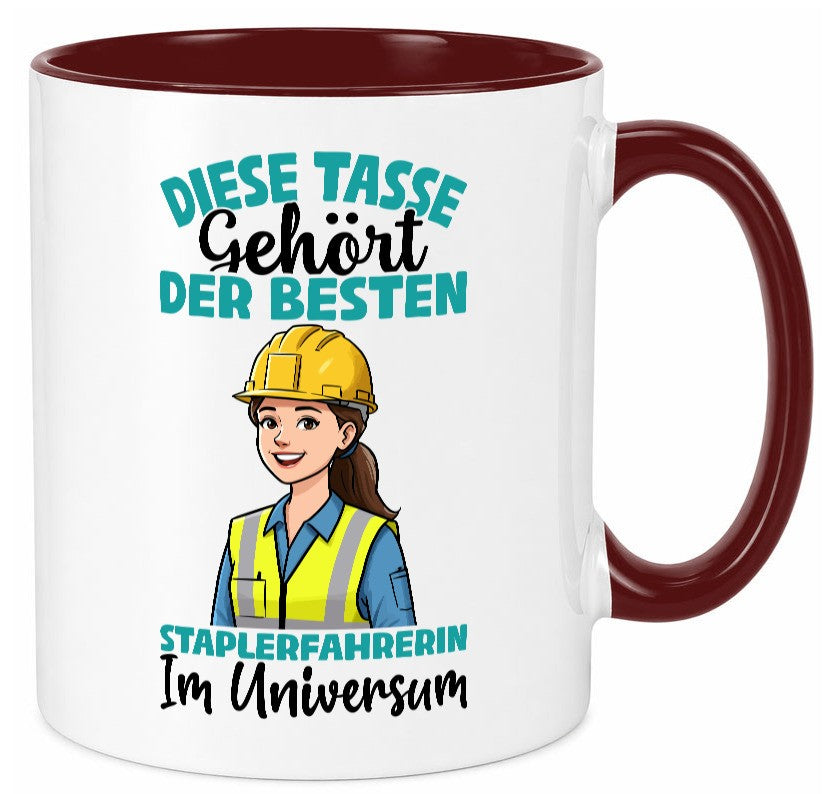 Im Universum: Staplerfahrerin | Gabelstapler Humor Geschenkidee Tasse