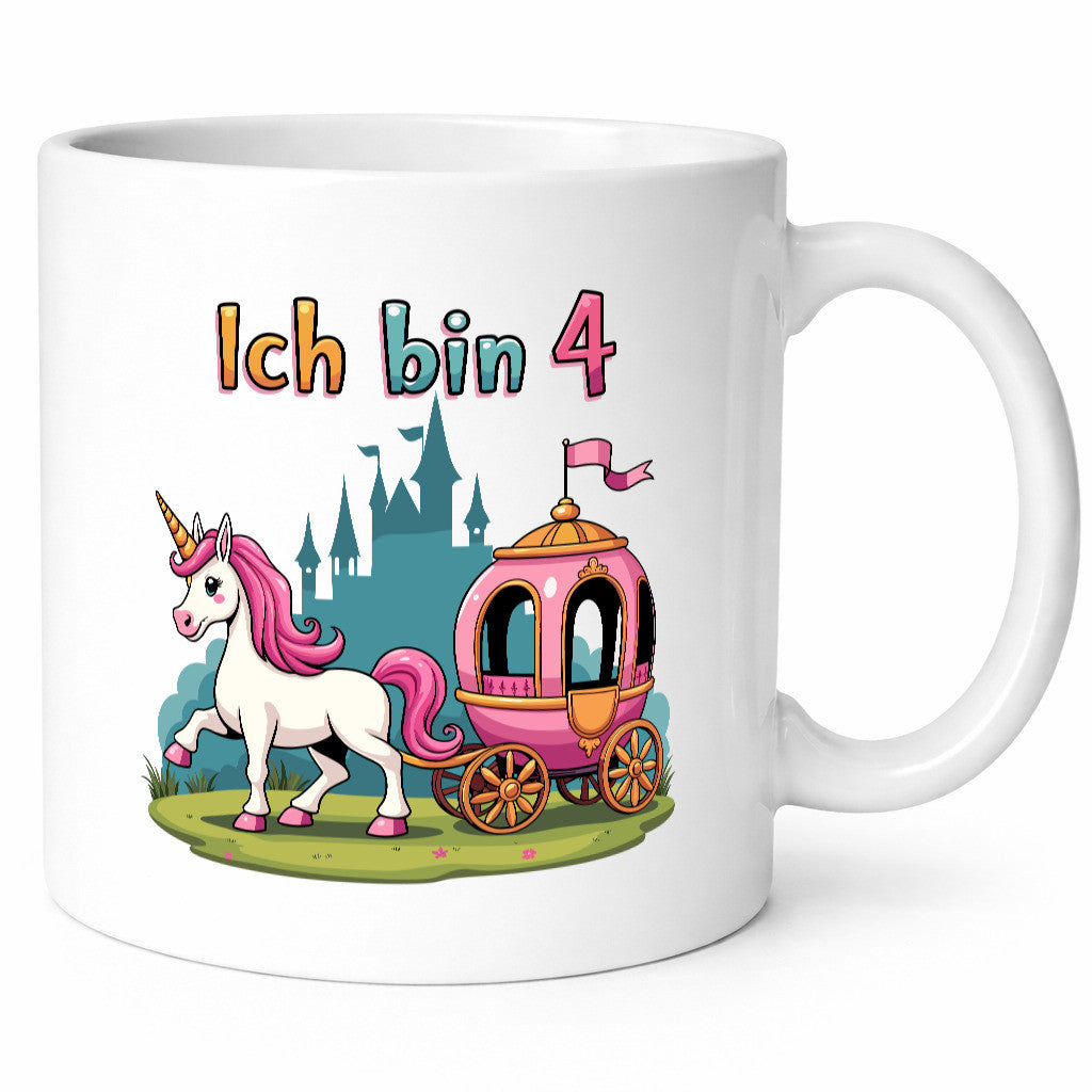 4. Geburtstag | Prinzessin in Kutsche Einhorn lustig Geschenkidee Geschenk Tasse