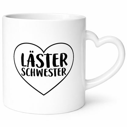 Läster Schwester | Herz Tasse Geschwisterliebe lustiger Spruch Geschenk Humor