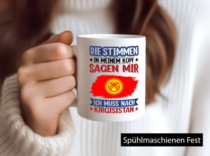 Kirgisistan | Urlaub Stimmen in meinem Kopf Traumland Humor Geschenkidee Tasse