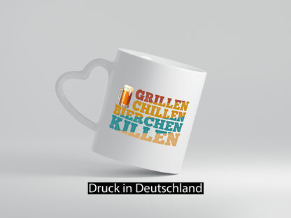 Grillen Chillen Bierchen Killen | Grilln Bier v2 Geschenkidee Humor Tasse