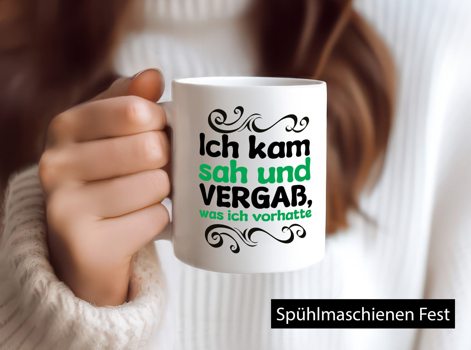 Ich kam sah und vergaß was vorhatte Geschenkidee Humor Tasse