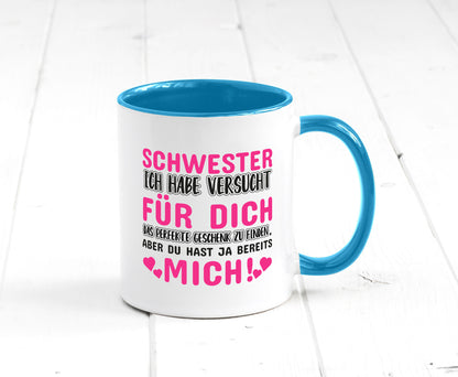 Schwester Tasse | lustiger Spruch Geschwisterliebe v2 Humor Geschenkidee