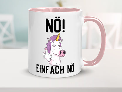Einfach Nö | Keinen Bock Einhorn Mittelfinger Comic Geschenkidee Humor Tasse
