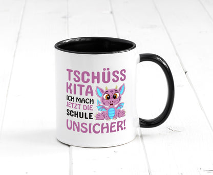 Tschüss Kita | Einschulung süßer Drachen Schulstart lustiger Spruch Geschenk Tasse
