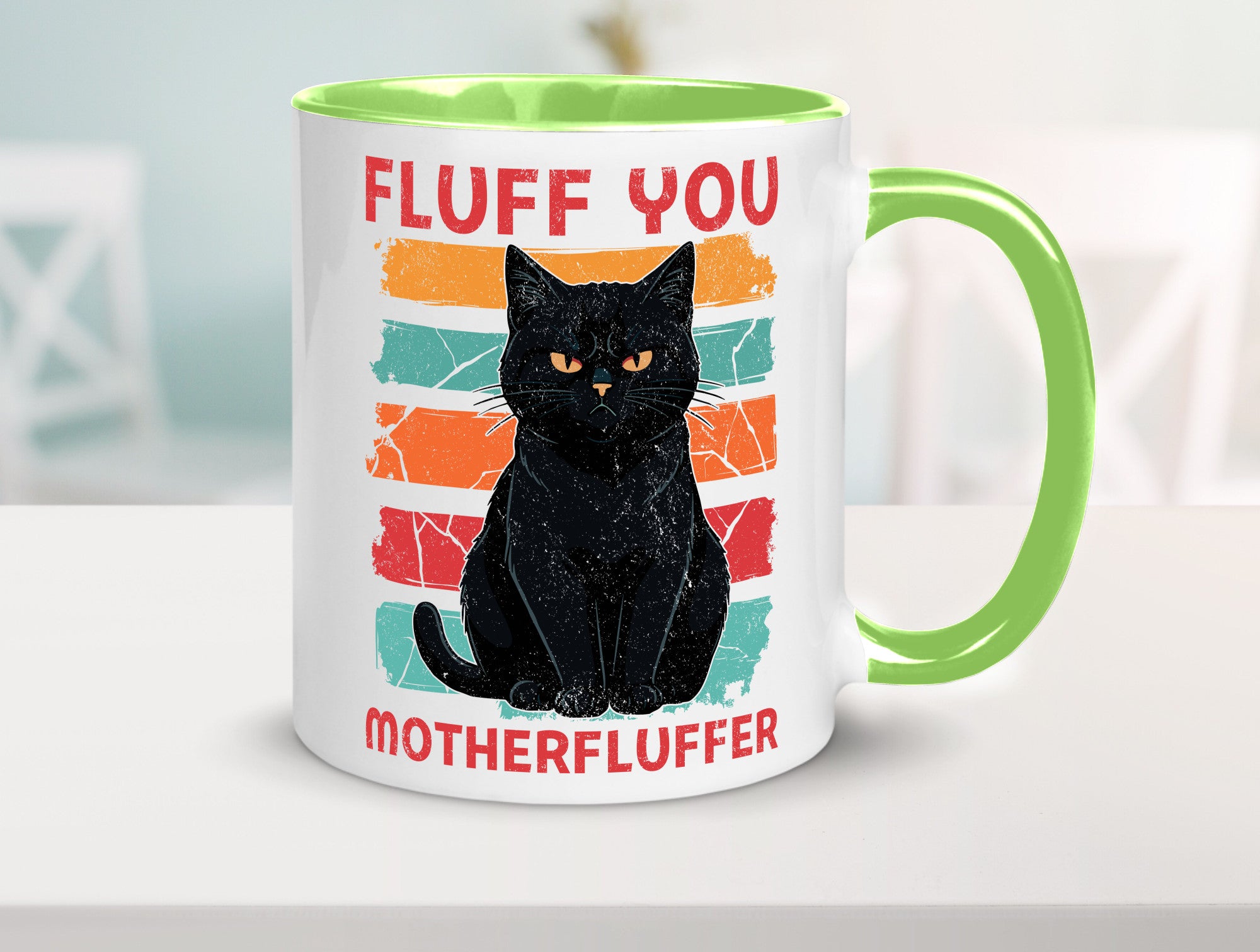 Fluff you Motherfluffer | Schwarze Katze Böse Humor Tierliebhaber Geschenkidee