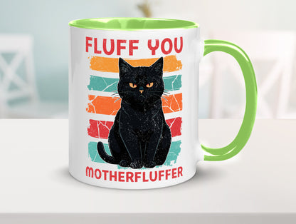 Fluff you Motherfluffer | Schwarze Katze Böse Humor Tierliebhaber Geschenkidee