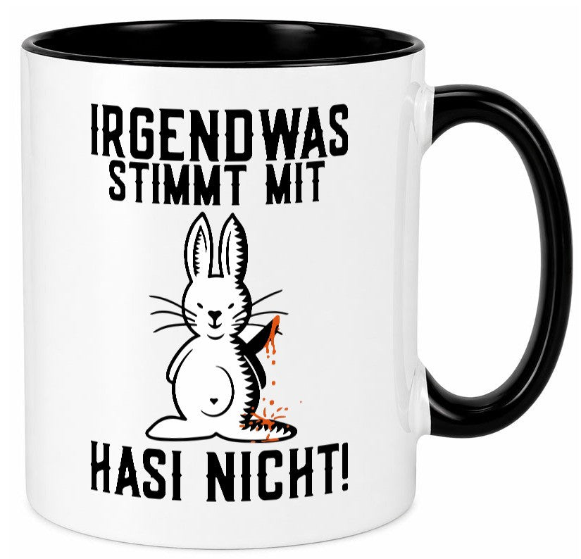 Irgendwas stimmt nicht | Sado Maso Hase Peitsche Maske Geschenk Humor Tasse
