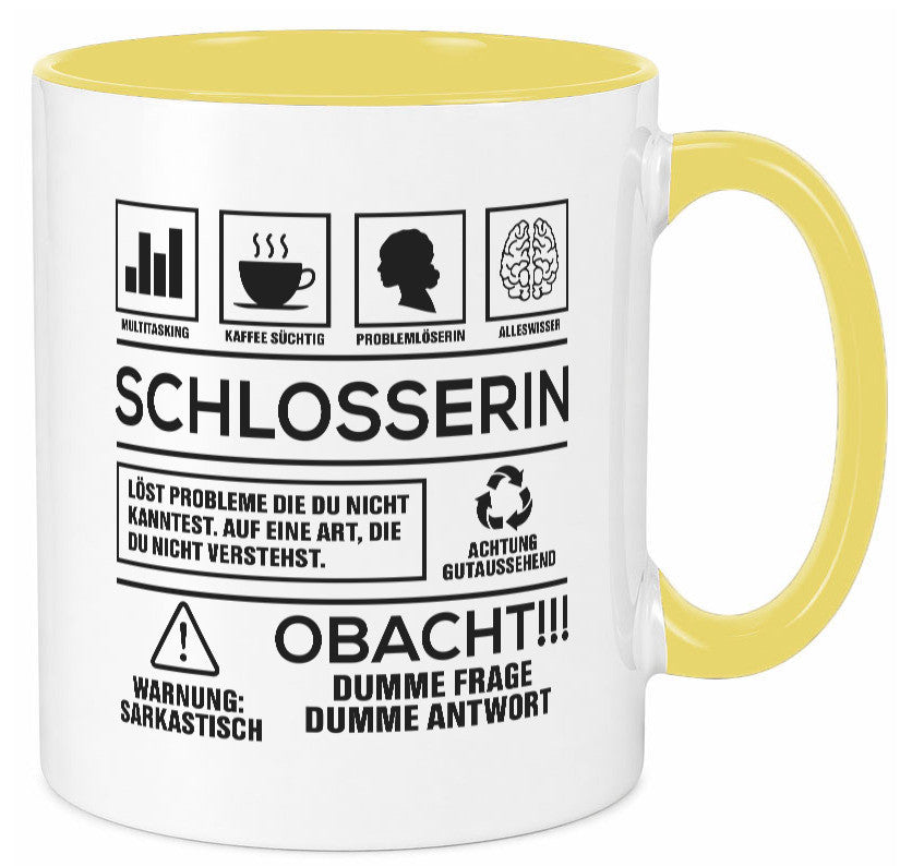 Achtung Probleme Schlosserin | Schlosserei Geschenkidee Humor Tasse