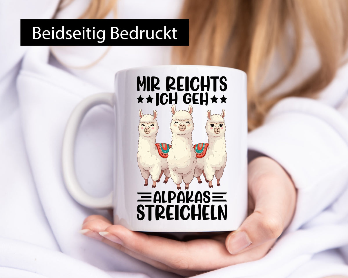 Alpakas Streicheln | Lama Mädchen lustig Humor Geschenkidee Geschenk Tasse