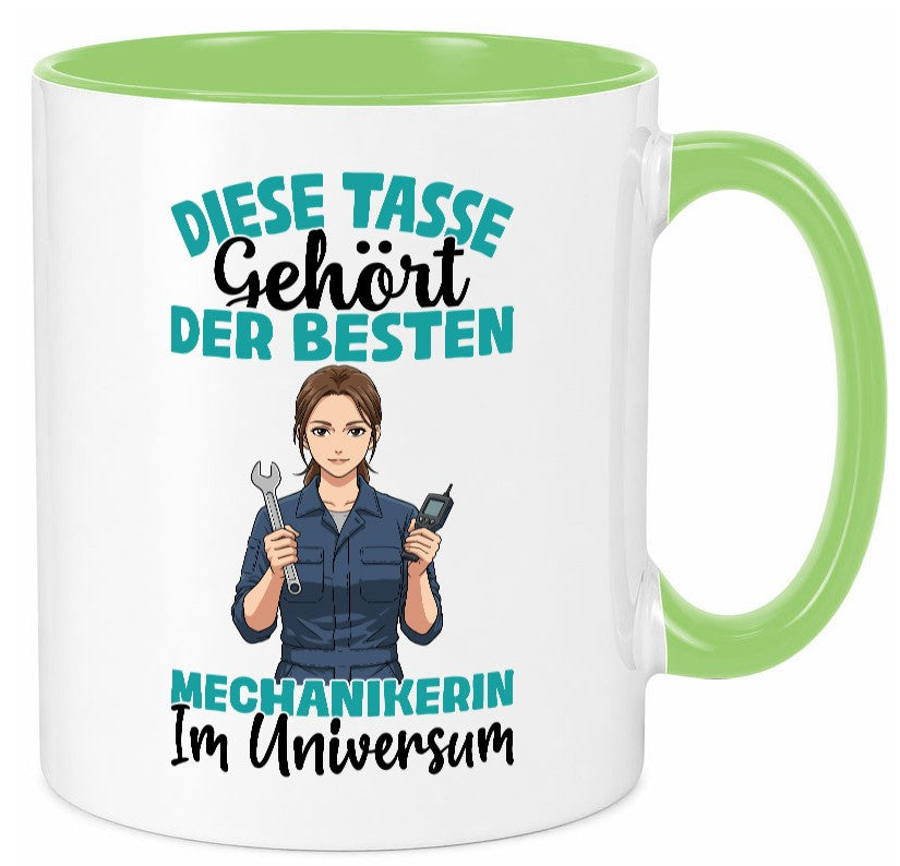 Im Universum: Mechanikerin | KFZ lustiger Spruch Geschenk Humor Geschenkidee Tasse