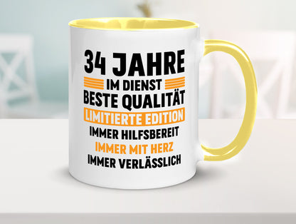 34 Jahre im Dienst | Jubiläum Arbeit v2 Humor Kollegen Büro Geschenkidee Tasse