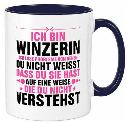 Löse Probleme: Winzerin | Weinbauer Wein Humor Geschenkidee Tasse