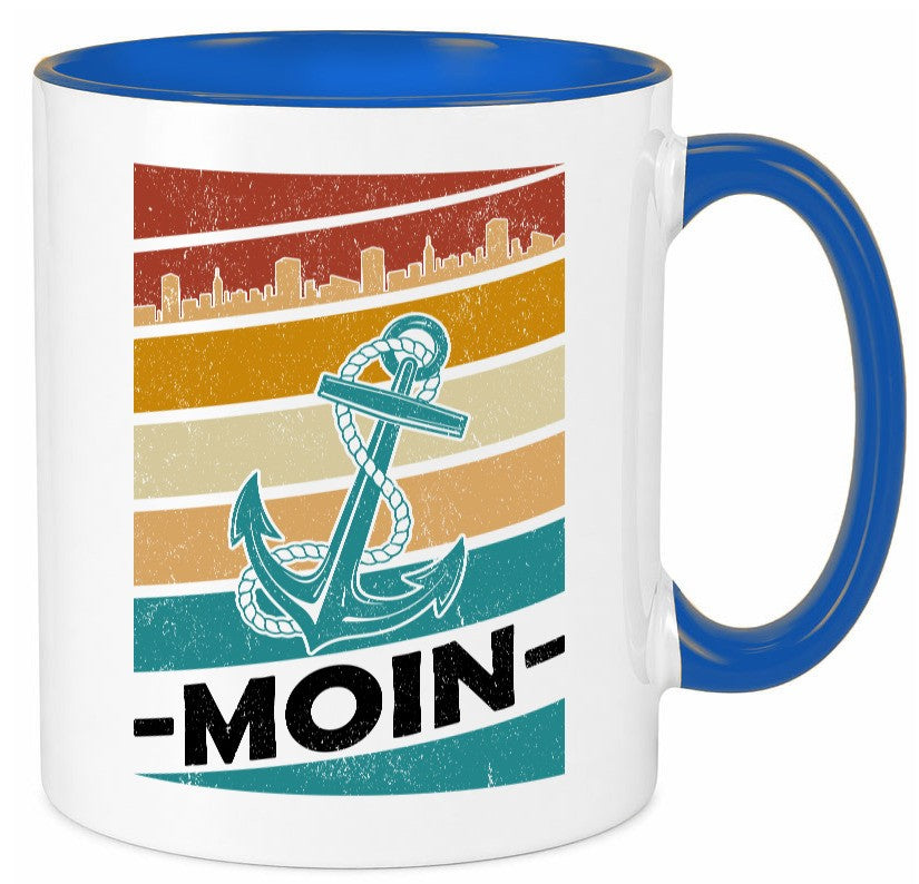 Moin | Kapitän Hafen Anker See Meer Segeln v2 Geschenk Humor Geschenkidee Tasse