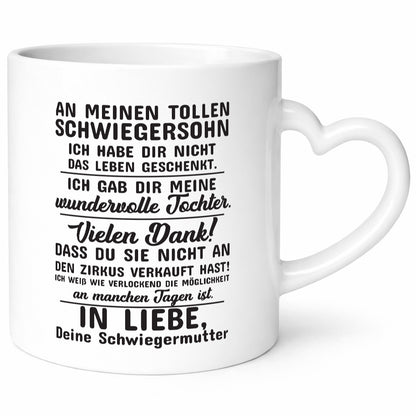 An meinen tollen Schwiegersohn lustiger Spruch Geschenk Familie Geschenkidee