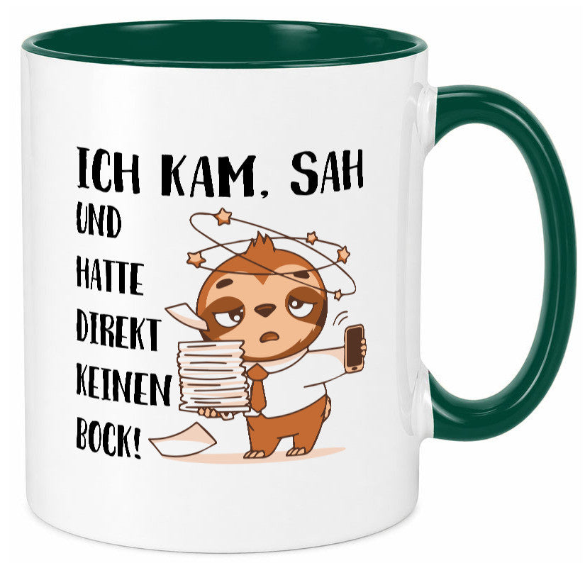 Ich habe keinen Bock | Faultier Kam, sah und kein Geschenkidee Tierliebhaber Tasse
