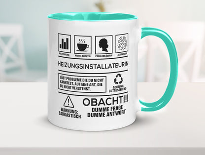 Achtung Probleme Heizungsinstallateurin | Heizung Humor Geschenkidee Tasse