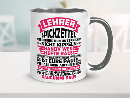 Lehrer Spickzettel | Beruf Tasse lustiger Spruch vl8 Geschenkidee Arbeit