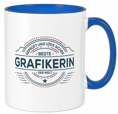 Geprüft und sicher: Grafikerin | Grafik Design Humor Geschenkidee Tasse