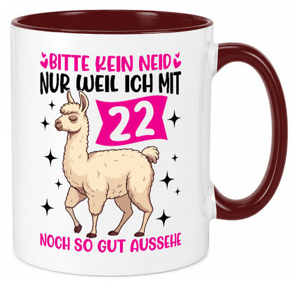 22. Geburtstag | 22 Jahre Lama gut aussehen lustig Geschenkidee Geschenk Tasse