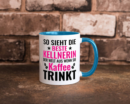 Kaffee trinkt: Kellnerin | Beruf kellnern Bedienung Humor Arbeit Kollegen Büro