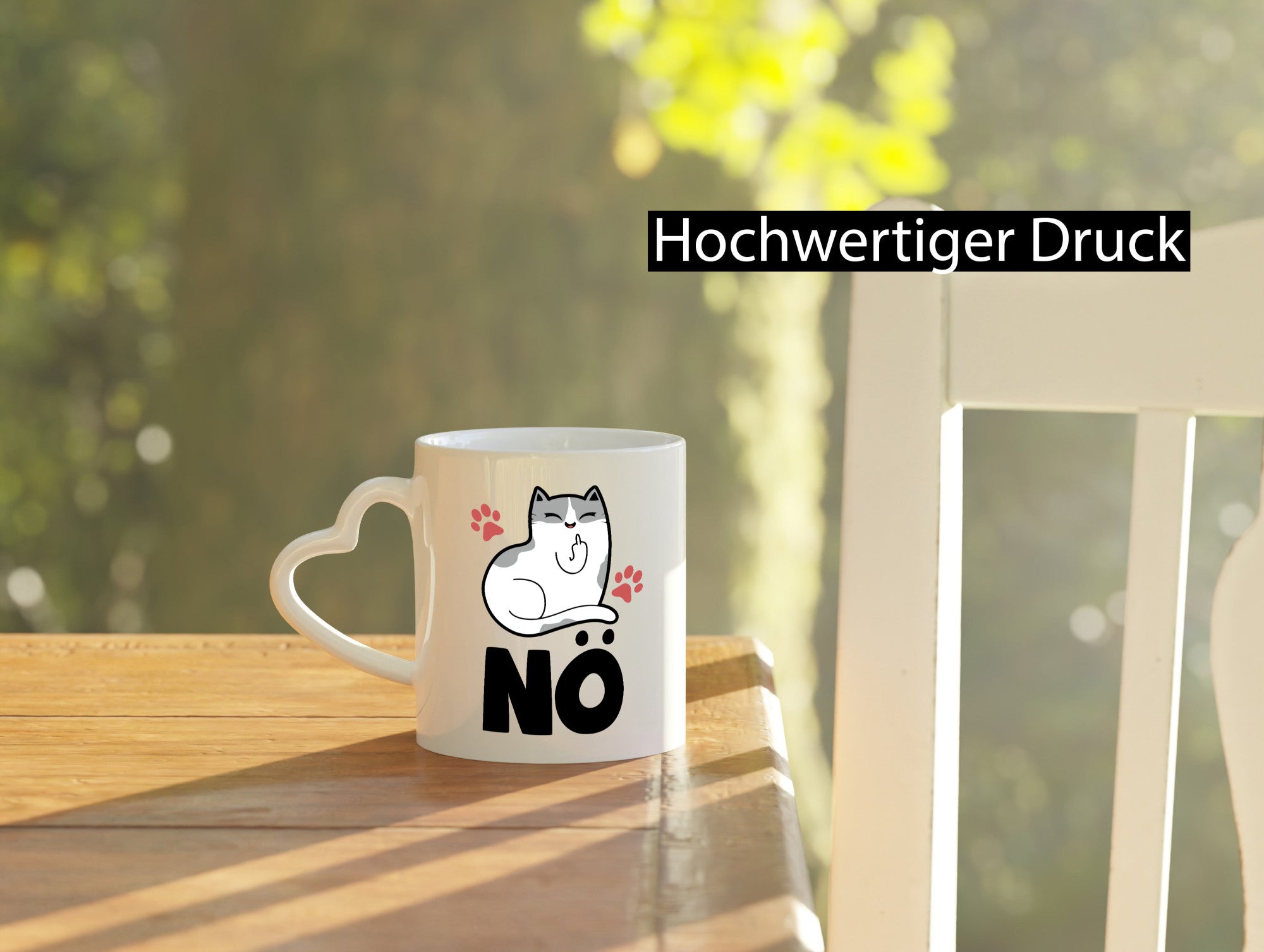 Nö mit Katze Geschenk Tierliebhaber Humor lustiger Spruch Tasse