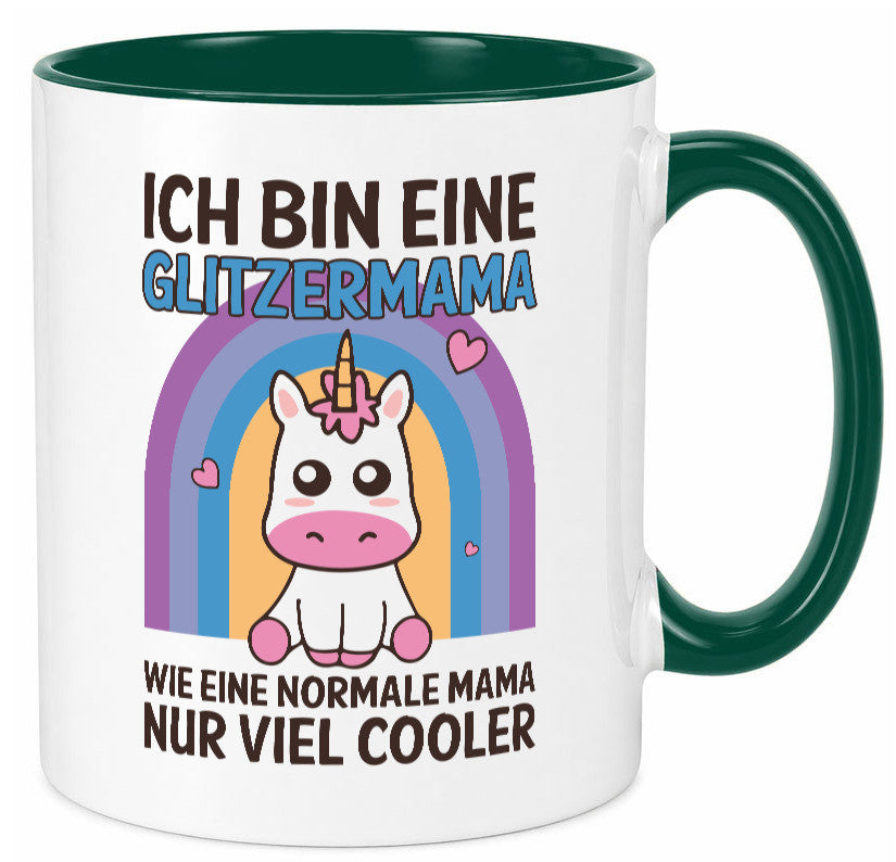 Glitzermama, wie normal, nur cooler | Einhorn Geschenkidee Familie Humor Tasse